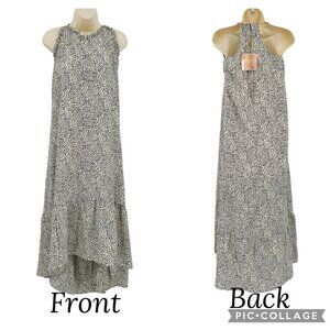 SOHO Animal Print Maxi Dress Womens Size Small Tan Black Cheetah Print Ruffle